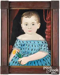 portrait of a child with blue dress by William Matthew Prior, oil on board, sold Oct 2026