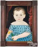 portrait of a child with blue dress by William Matthew Prior, oil on board, sold Oct 2026