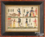 fraktur depicting the Prodigal Son by Durs Rudy, watercolor, sold Oct 2026
