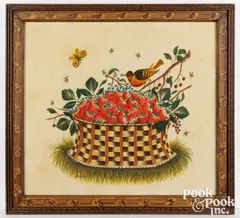 theorem of a basket of strawberries by David Y. Ellinger, oil on velvet, sold Oct 2026
