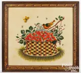 theorem of a basket of strawberries by David Y. Ellinger, oil on velvet, sold Oct 2026