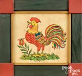 fraktur with rooster by David Y. Ellinger, watercolor, sold Oct 2026