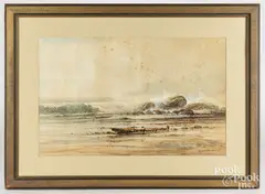 coastal scene by Edmund Darch Lewis, watercolor and gouache, sold Aug 2026