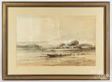 coastal scene by Edmund Darch Lewis, watercolor and gouache, sold Aug 2026