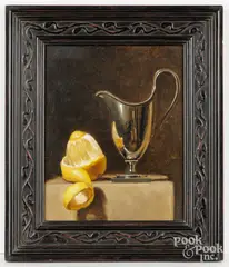 still life by William Ewing III, oil on board, sold Aug 2026
