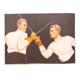 Untitled by Frank Follmer, oil on canvas laid on board, Fencing Parry, circa 1930's, sold Aug 2023