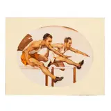 Untitled by Frank Follmer, oil on canvas laid on board, Hurdles, circa 1930's, sold Aug 2023