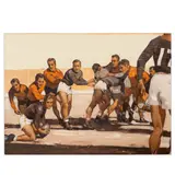 Untitled by Frank Follmer, oil on canvas laid on board, Rugby Match, circa 1930's, offered Aug 2023