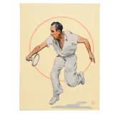 Untitled by Frank Follmer, oil on canvas laid on board, Tennis Player, circa 1930's. Initialed lower right, sold Aug 2023