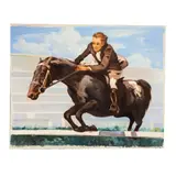 Untitled by Frank Follmer, oil on canvas laid on board, Equestrian Jumping, circa 1930's, offered Aug 2023