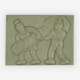 Two workers at a task by Tom Otterness, plaster, sold Jun 2019