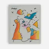 Untitled (Profile in colors) by Peter Max, watercolor on paper, sold Jun 2019