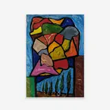 Untitled, Row of Cypress by Italo Scanga, 1988, monoprint, sold Jun 2019