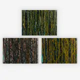 Link Track (I, II, III) by Kim Westcott, drypoint, pigment and encaustic wax on paper, sold Jun 2019