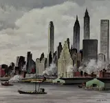 New York From Brooklyn Heights by Adolf Dehn, oil on canvas, sold Feb 2019