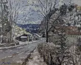 Snowy Path by Pierre Bittar, oil on canvas, sold Feb 2019