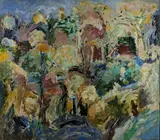 Figures In A Garden by Nell Blaine, oil on canvas, sold Feb 2019