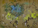 Hialeah Rack Track - Miami Florida by LeRoy Neiman, acrylic, ink and graphite, sold Feb 2019