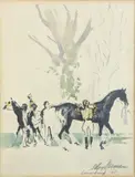 Longchamp by LeRoy Neiman, watercolor, ink and graphite, sold Feb 2019