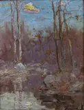 No.1, November on the Saw Mill River by Hal Robinson, oil on canvas, sold Feb 2019