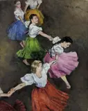 Russian Ballet by Pál Fried, oil on canvas, sold Feb 2019