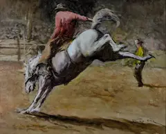 Untitled (rodeo) by Pál Fried, oil on canvas, sold Feb 2019