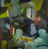 Self Organization by Luke Gray, oil on canvas, sold Feb 2019