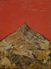 Untitled (mountain) by David Porter, mixed media on wood panel, sold Feb 2019