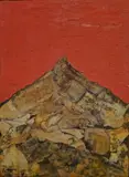 Untitled (mountain) by David Porter, mixed media on wood panel, sold Feb 2019