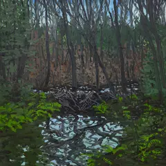 Untitled (beaver pond) by Neil Welliver, oil on canvas, sold Feb 2019