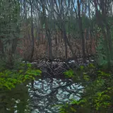 Untitled (beaver pond) by Neil Welliver, oil on canvas, sold Feb 2019