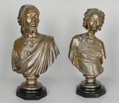 Venus Africaine and Saïd Abdallah by Charles Henri Joseph Cordier, bronze with natural patina, sold Feb 2019