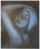 Shower Portrait (blue) by Carole Feuerman, silkscreen on canvas with diamond dust, sold Feb 2019