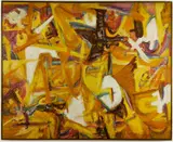 Yellow Abstract by Francis A. Jennings, oil on canvas, sold Feb 2019