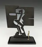 F.M. Gox by Ernest Trova, 1976, bronze and steel with black oxide patination on acrylic base, sold Apr 2019