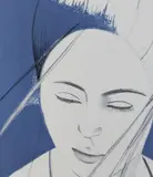 Pamela (Blue) by Alex Katz, 1976, lithograph, sold Apr 2019