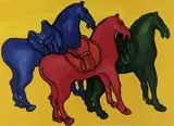 Ancient Chinese Horses (Edition for Parkett 52) by Malcolm Morley, 1998, lithograph in 11 colors on Somerset soft white paper, sold Apr 2019