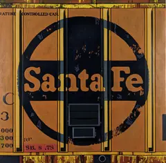 Santa Fe by Robert Cottingham, 1988, woodcut, sold Apr 2019