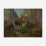 Woodland moose by Carl Rungius, oil on canvas, sold Jul 2019