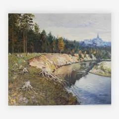 Untitled (Country river) by Malva, oil on canvas (unstretched), sold Jul 2019