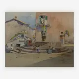 Viterbo (Fountain) by Onorato Carlandi, watercolor, sold Jul 2019