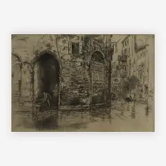 The Two Doorways, from first Venice Set by James Abbott McNeill Whistler, 1879, etching with drypoint on laid paper, sold Jul 2019