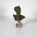 Bust of Diana by Alexandre Falguière, 1882, bronze with marble plinth, sold Jul 2019