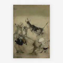 Hey Diddle Diddle by Arthur Rackham, watercolor, ink and gouache, sold Jul 2019