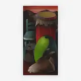 Still life with drum and goat head by Jacques-Enguerrand Gourgue, oil on canvas, sold Jul 2019