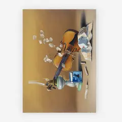 Nature Morte: Violin by D. Noga, oil on panel, sold Jul 2019