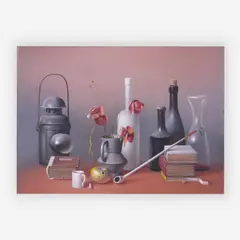 Nature Morte by Proferio Grossi, 1976, oil on panel, sold Jul 2019