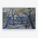 Evening Near Moscow by Mikhail Arnoldovich Yarov, oil on paper, sold Jul 2019
