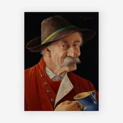 Tyrolean by Otto Eichinger, oil on masonite, sold Jul 2019
