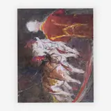 Untitled (Circus horses) by Pál Fried, oil on canvas (unstretched), sold Jul 2019